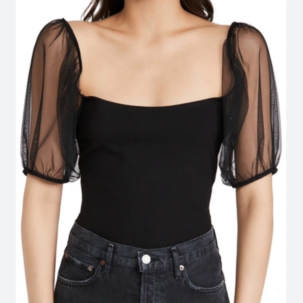 NWOT Free People Black Puff Sleeve Cami Top Size Small